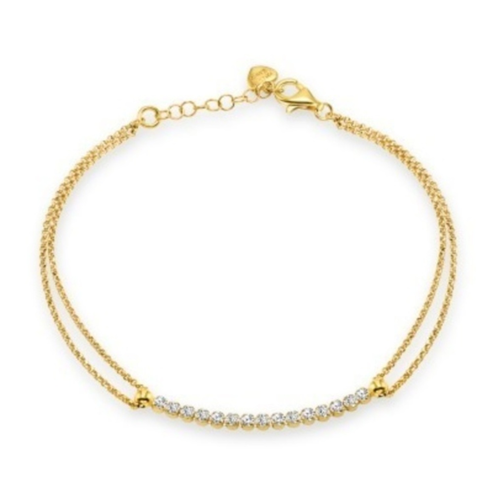 SILVER SWAROVSKI BAR 2 LINE ROLO BRACELET